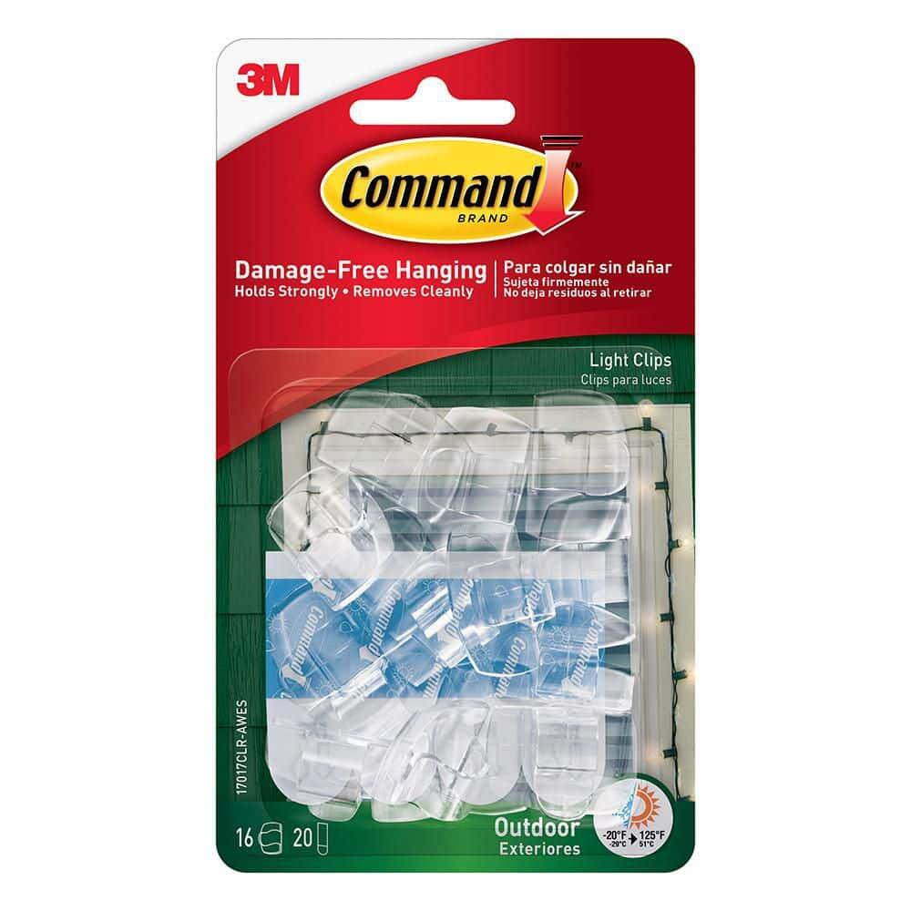 Command Outdoor Light Clips Clear 16 Clips 20 Adhesive Strips