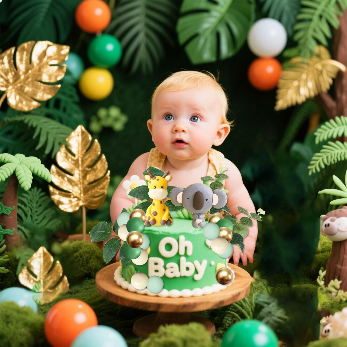 JeVenis Jungle Safari Animals Baby Shower Cake Decoration Wild One Topper