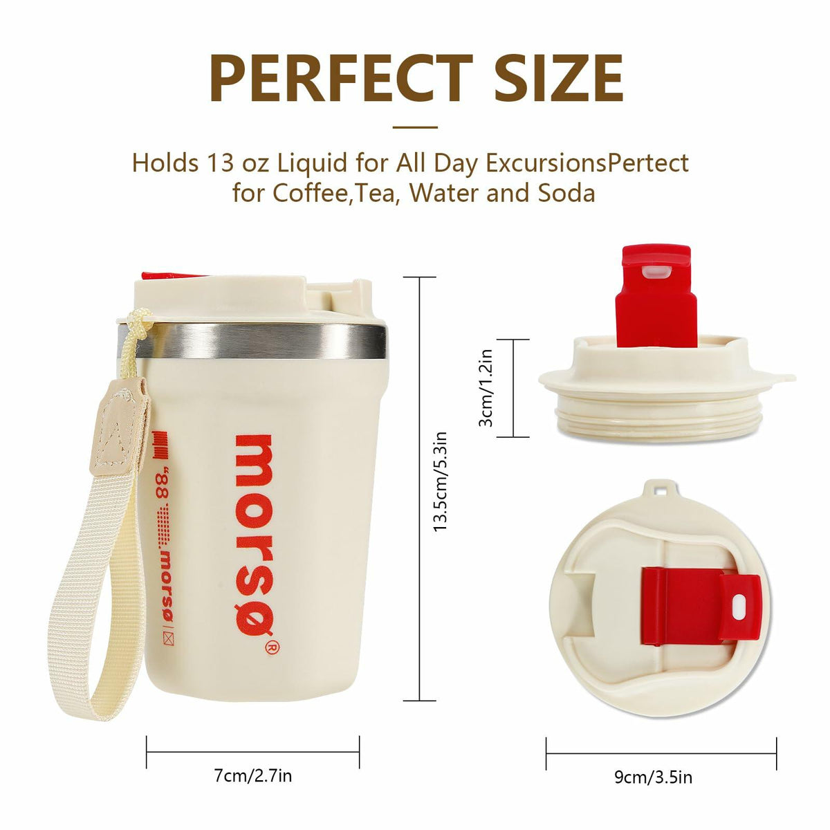 Livaprul 13oz White Stainless Steel Insulated Coffee Cup with Lid Christmas