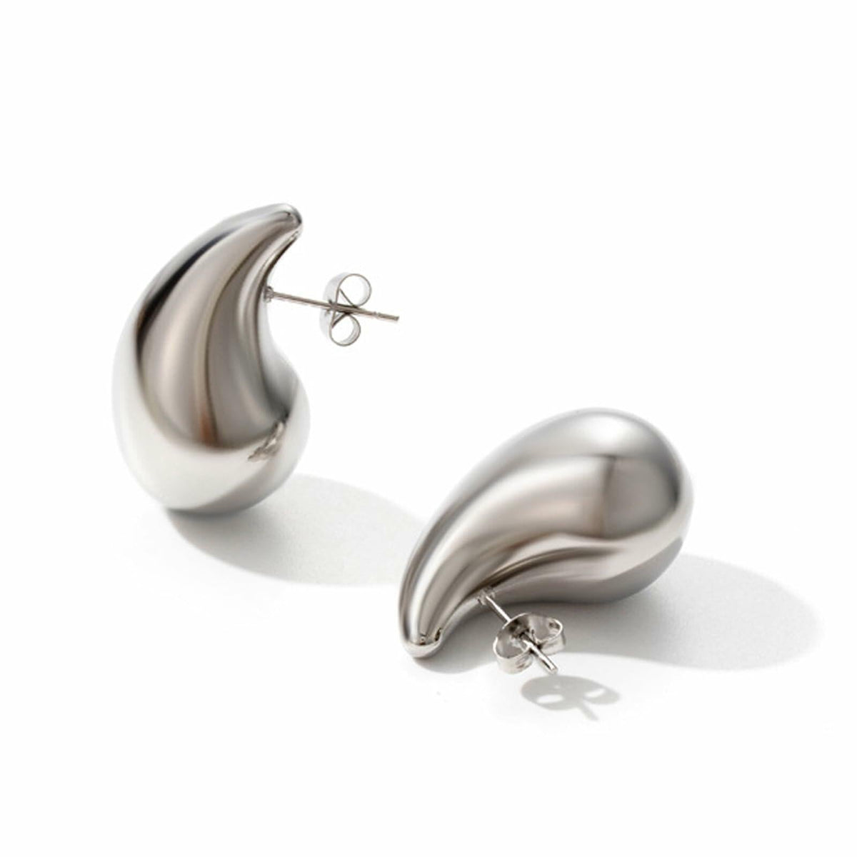 FACOKO Sterling Silver Chunky Teardrop Hoop Earrings Hypoallergenic Silver