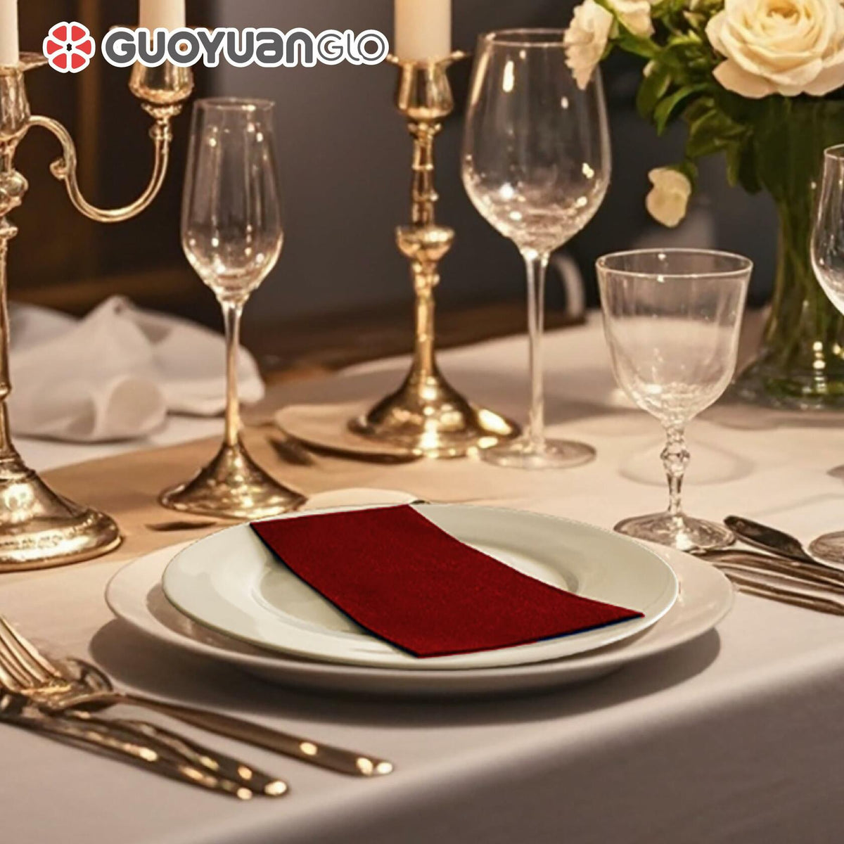 GUOYUANGLO Disposable Linen Feel Paper Napkins Green 12x17in 100 Pack