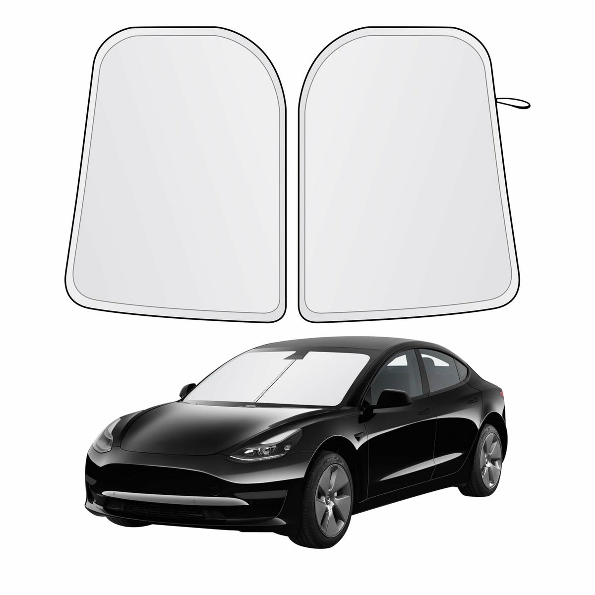 EcoNour Tesla Model 3/Y Windshield Sun Shade Foldable Silver UV Protection