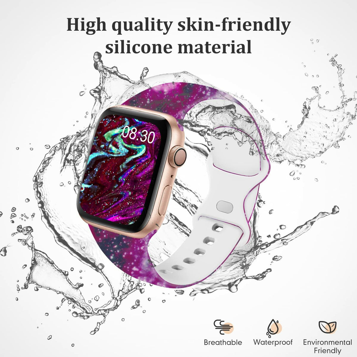 Acrbiutu Apple Watch Bands Silicone Sport Strap Starry Sky 38-45mm