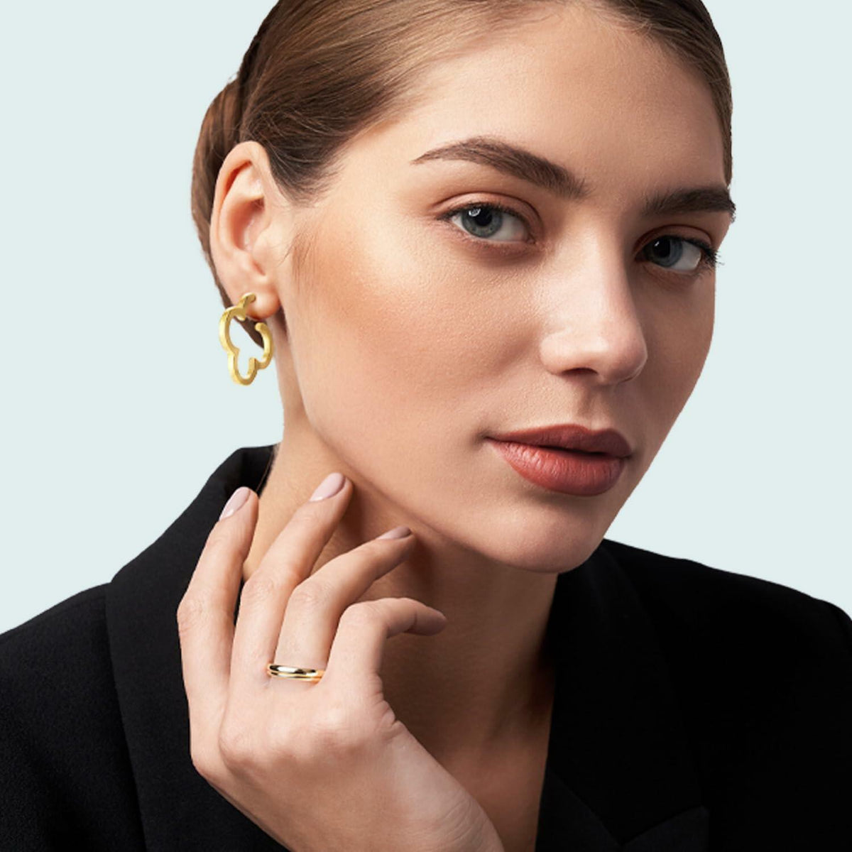ETREM Clover Leaf 14K Gold Plated Lucky Clover Earrings Nickel Free Gold