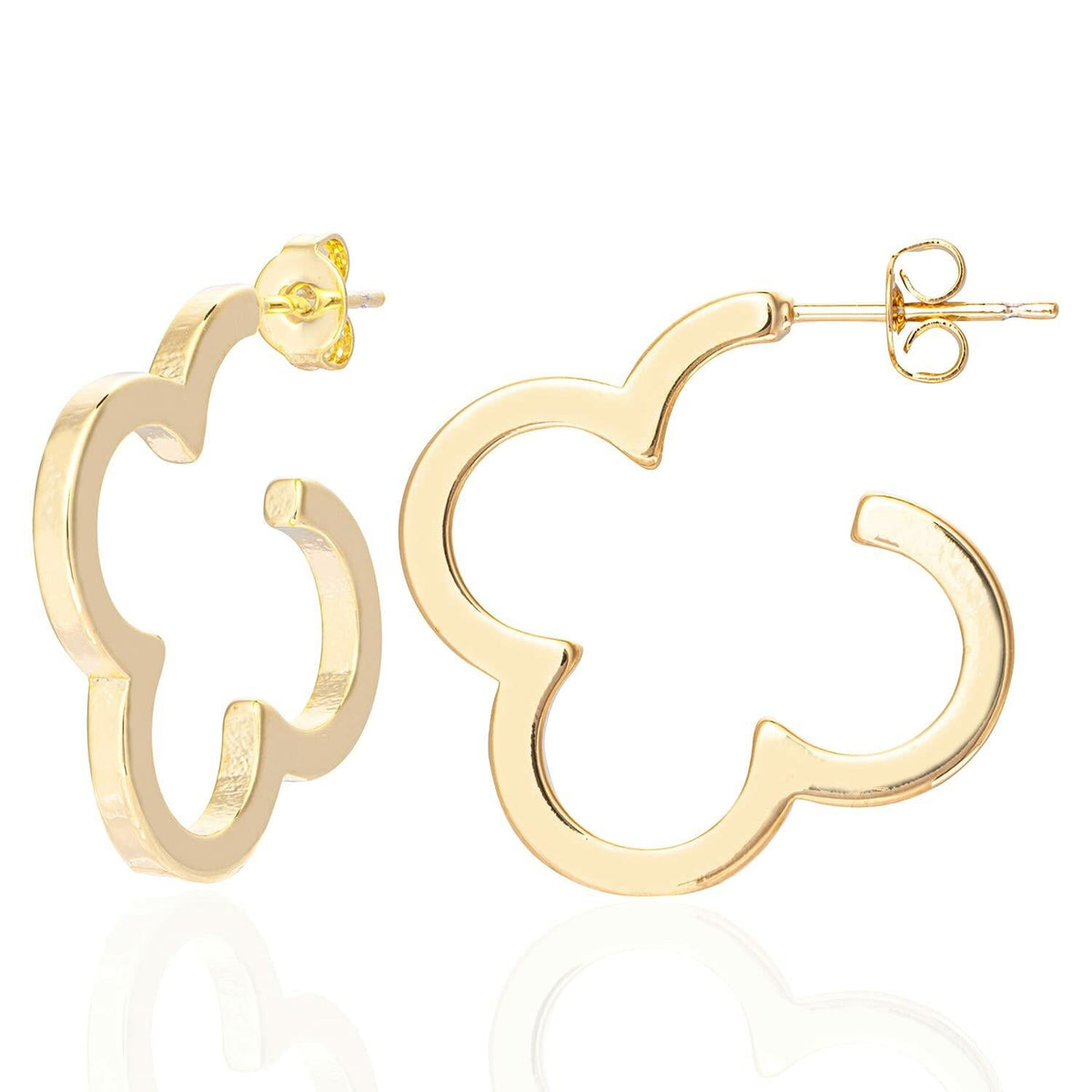 ETREM Clover Leaf 14K Gold Plated Lucky Clover Earrings Nickel Free Gold