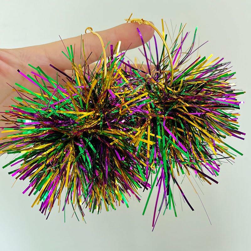CHUU YUNG Colorful Mardi Gras Carnival Tassel Acrylic Heart Hoop Earrings Style