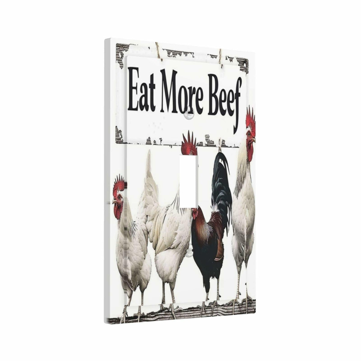 DWBGUO Decorative Rustic White Rooster 1 Gang Outlet Cover Plate