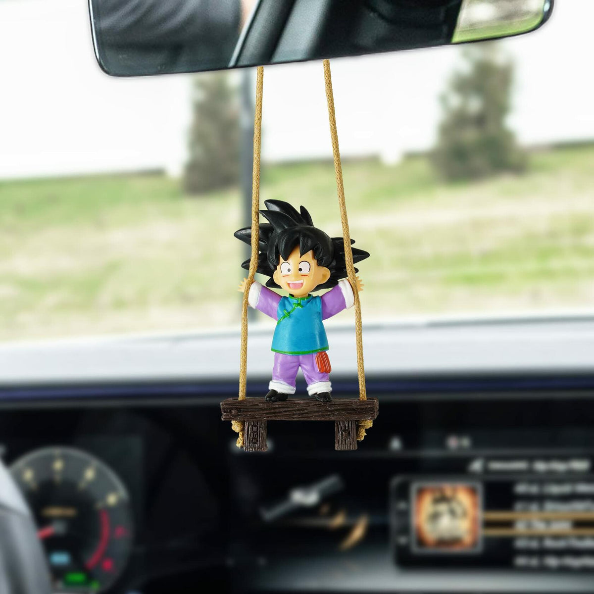 GONIAOCON Car Swing Ornament Purple Stainless Steel Rear View Mirror Decor