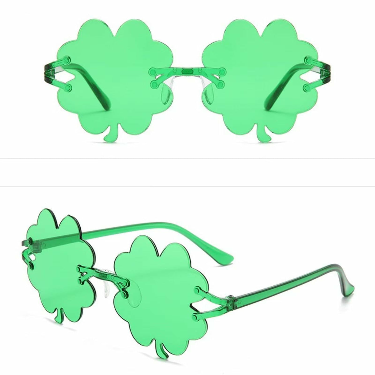 YYKITCHEN St Patrick's Day Shamrock Sunglasses Headband Earrings Green Acrylic