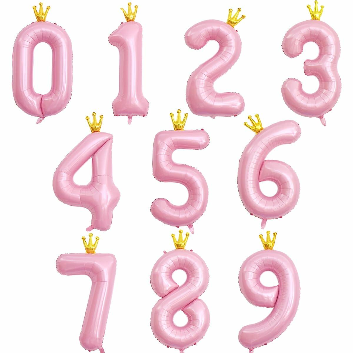 hzqruqh 40 Inch Crown Pink Number 4 Foil Mylar Balloon Baby Pink