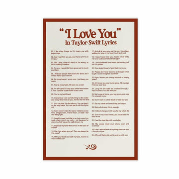 I LOVE YOU Taylor Swift Lyrics Poster Canvas Wall Art 12x18in 30x45cm