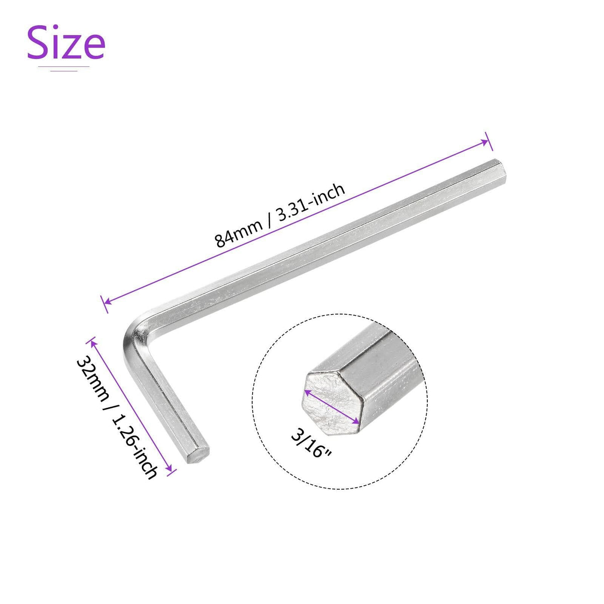 DMiotech 3/16" Hex Key Wrench L Shaped CR-V 2 Pack Aluminum 84mm
