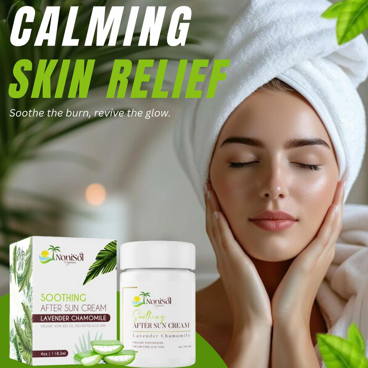 NoniSol Organics After Sun Cream 4oz with Noni Seed Oil Aloe Vera Coconut