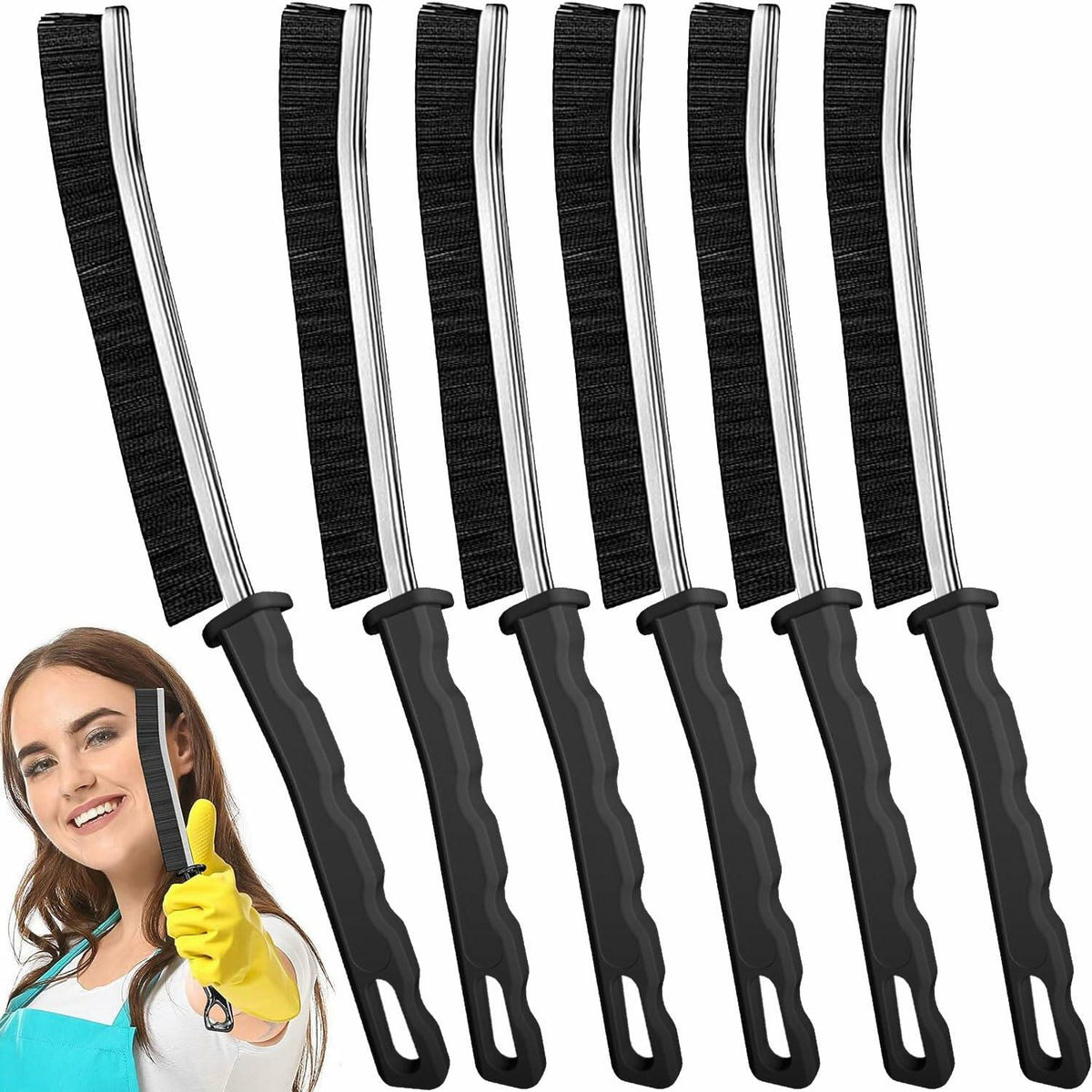 AUDELN Crevice Cleaning Brush 6pcs Hard Bristle Shower Bathroom Tools
