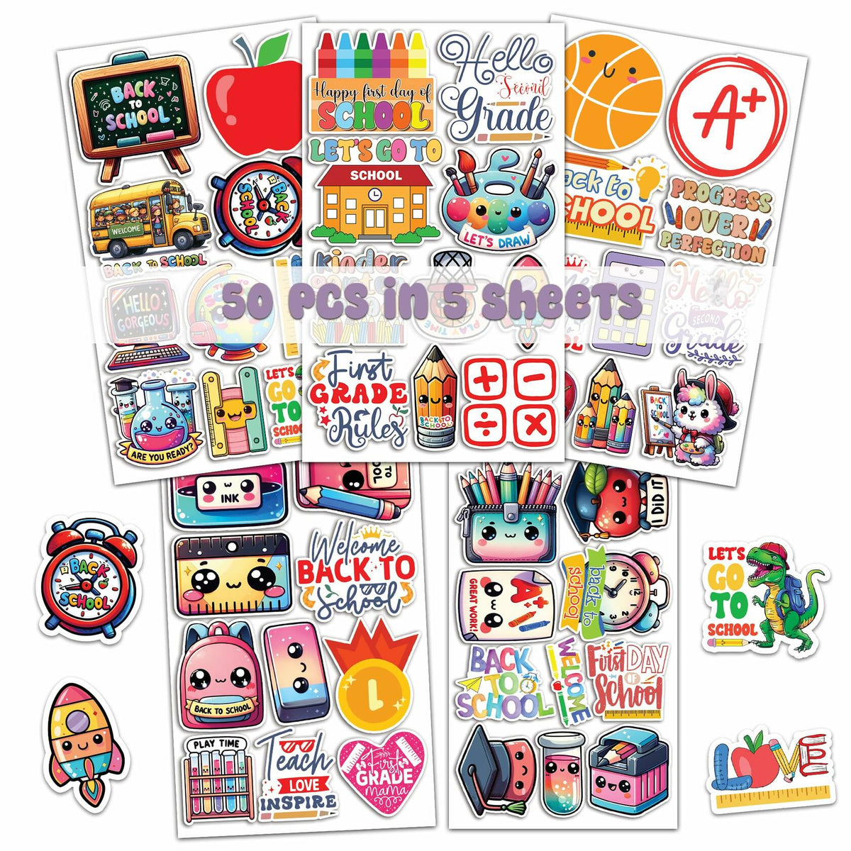 WESILY 50 PCS Summer Teacher Reward Waterproof Vinyl Stickers Cute Beach
