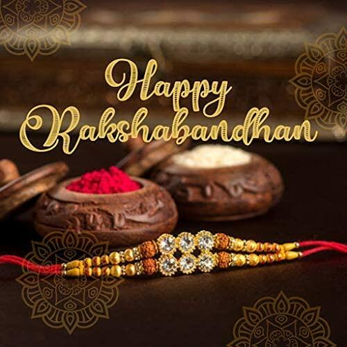 Raksha Bandhan Rakhi Set Kundan Bracelets for Brother & Bhabhi Red 2pcs