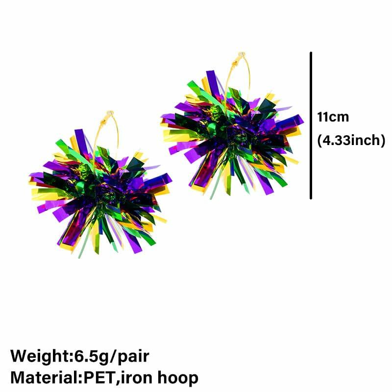 CHUU YUNG Colorful Mardi Gras Carnival Acrylic Tassel Dangle Earrings Style A