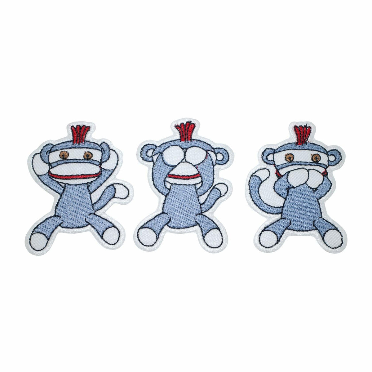 pipomama 3PCS Monkey Eye Mouth Ear Iron-On Embroidered Applique Patches