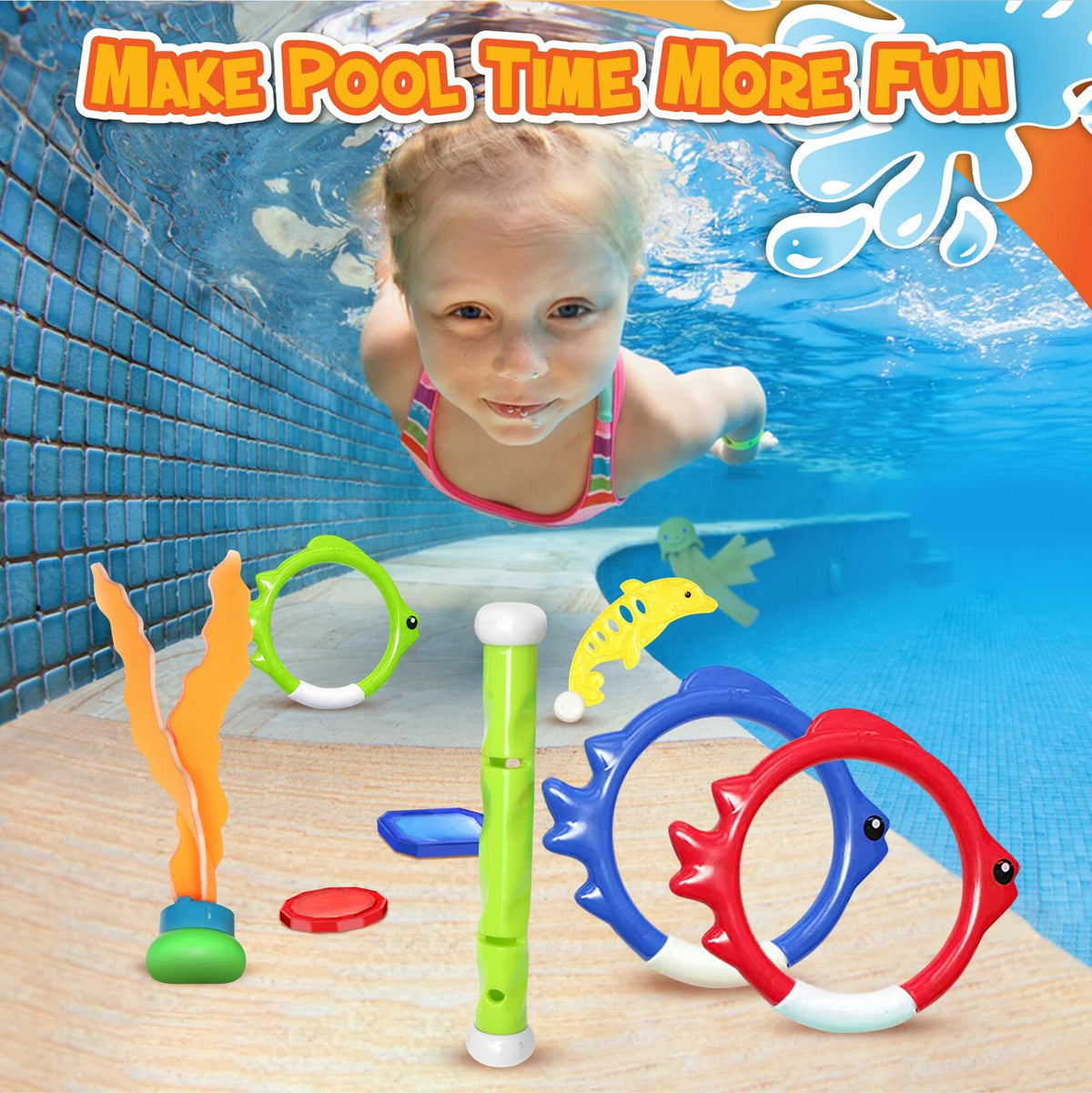 [Like New] Chuchik 30 Pcs Multicolor Diving Toys for Kids Ages 4-12 with Storage Bag