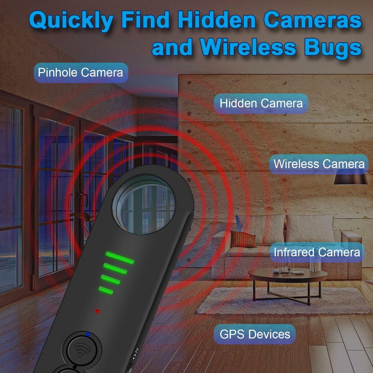 Amyway Portable Hidden Camera Detector Anti Spy GPS Bug Detector Travel
