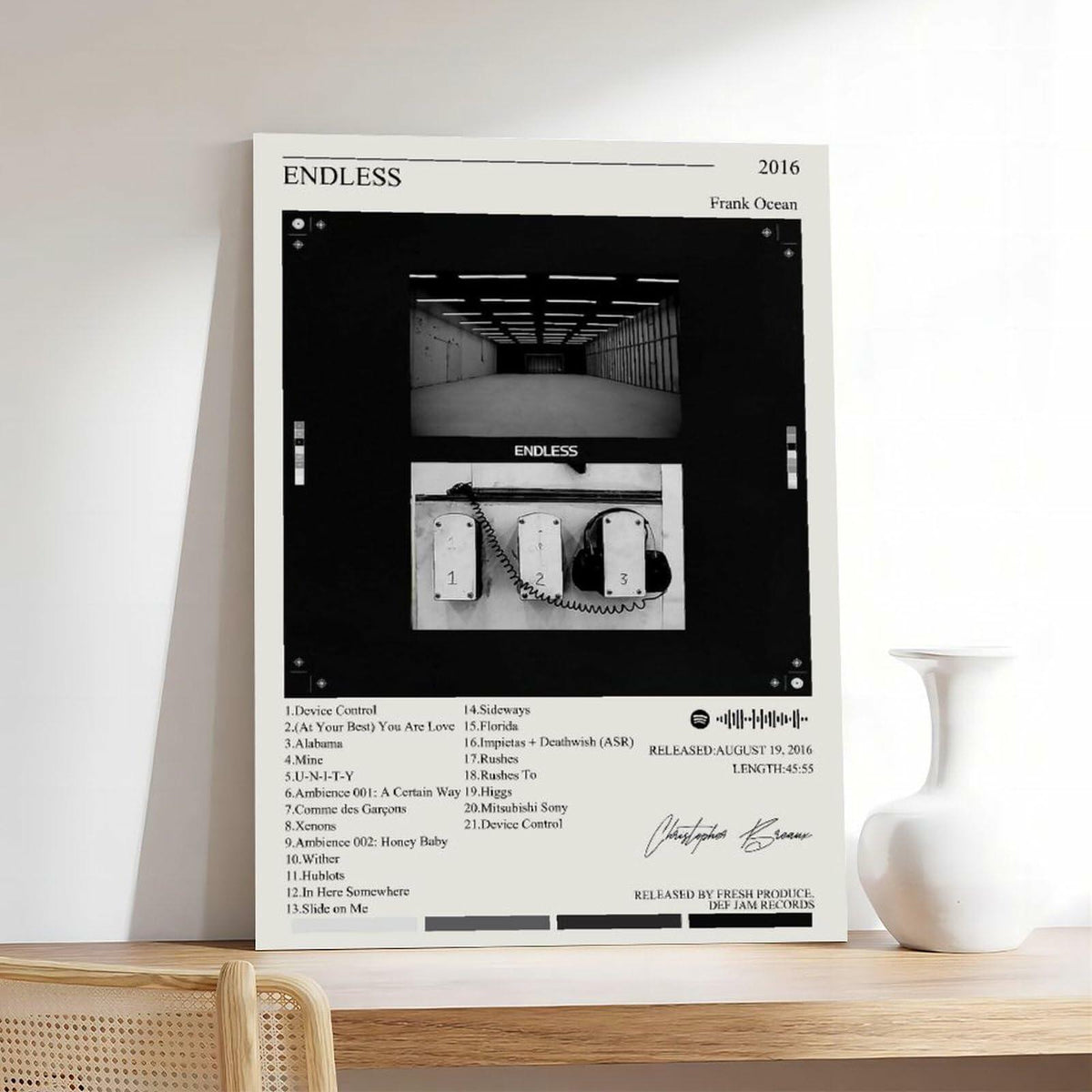 Nomzie Frank Ocean Endless Album Cover Poster Wall Art 12x18in