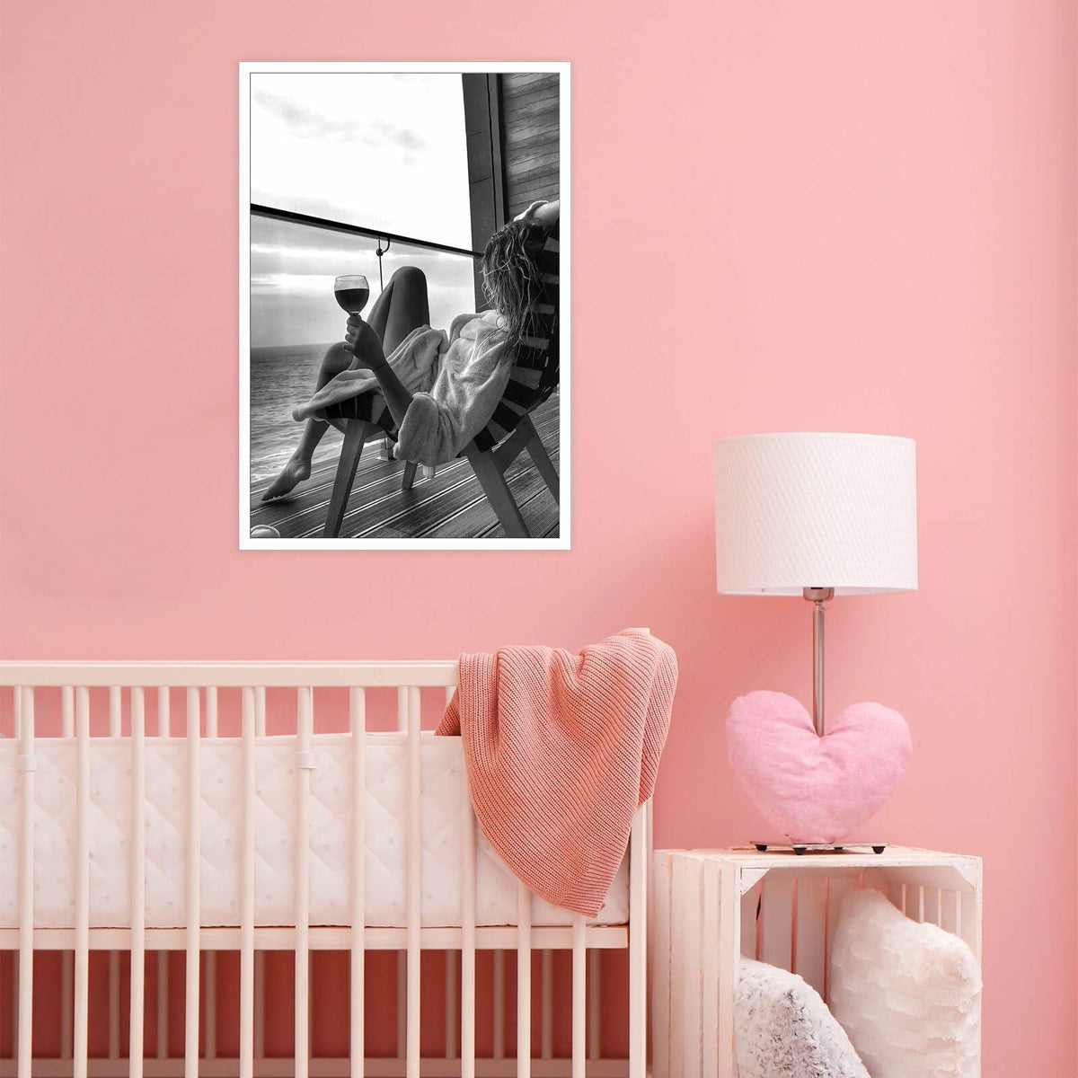 Retro Black & White Woman Wall Art Miami Beach Aesthetic Canvas Print 8x10
