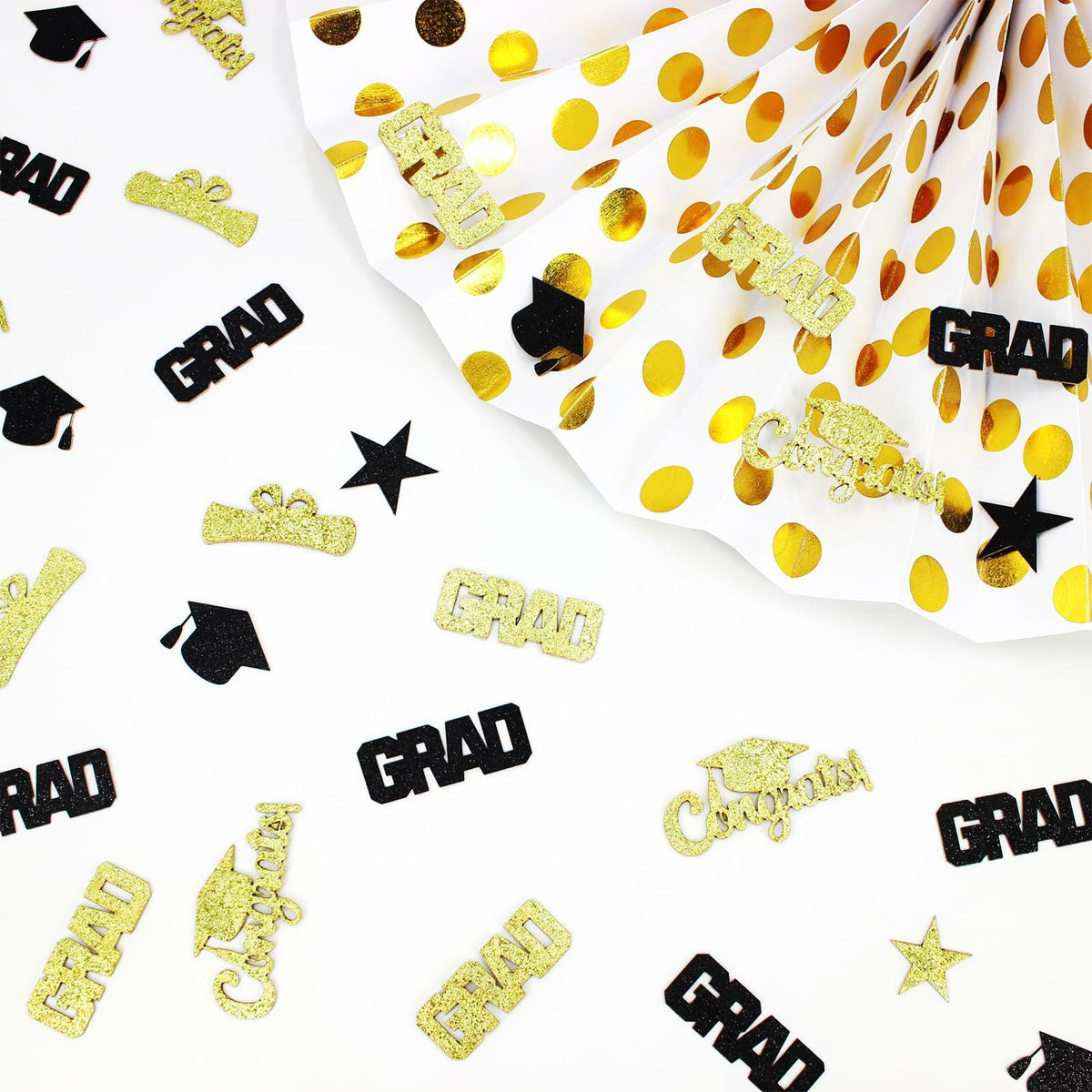 Vofrise 200pcs Blue Gold 2025 Graduation Confetti Cap Star Table Decor