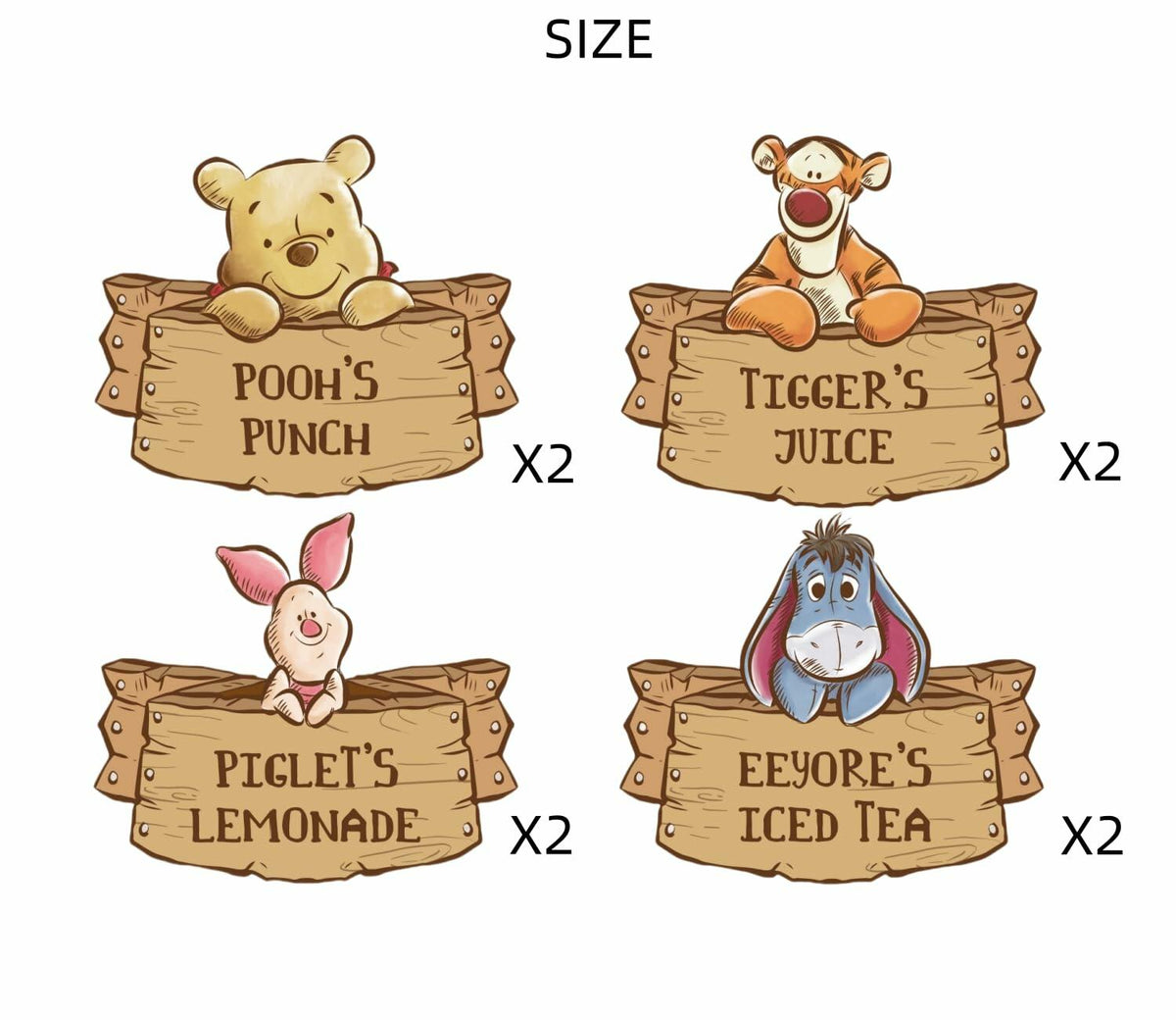 HOTIMO Pooh Drink Label Stickers Yellow