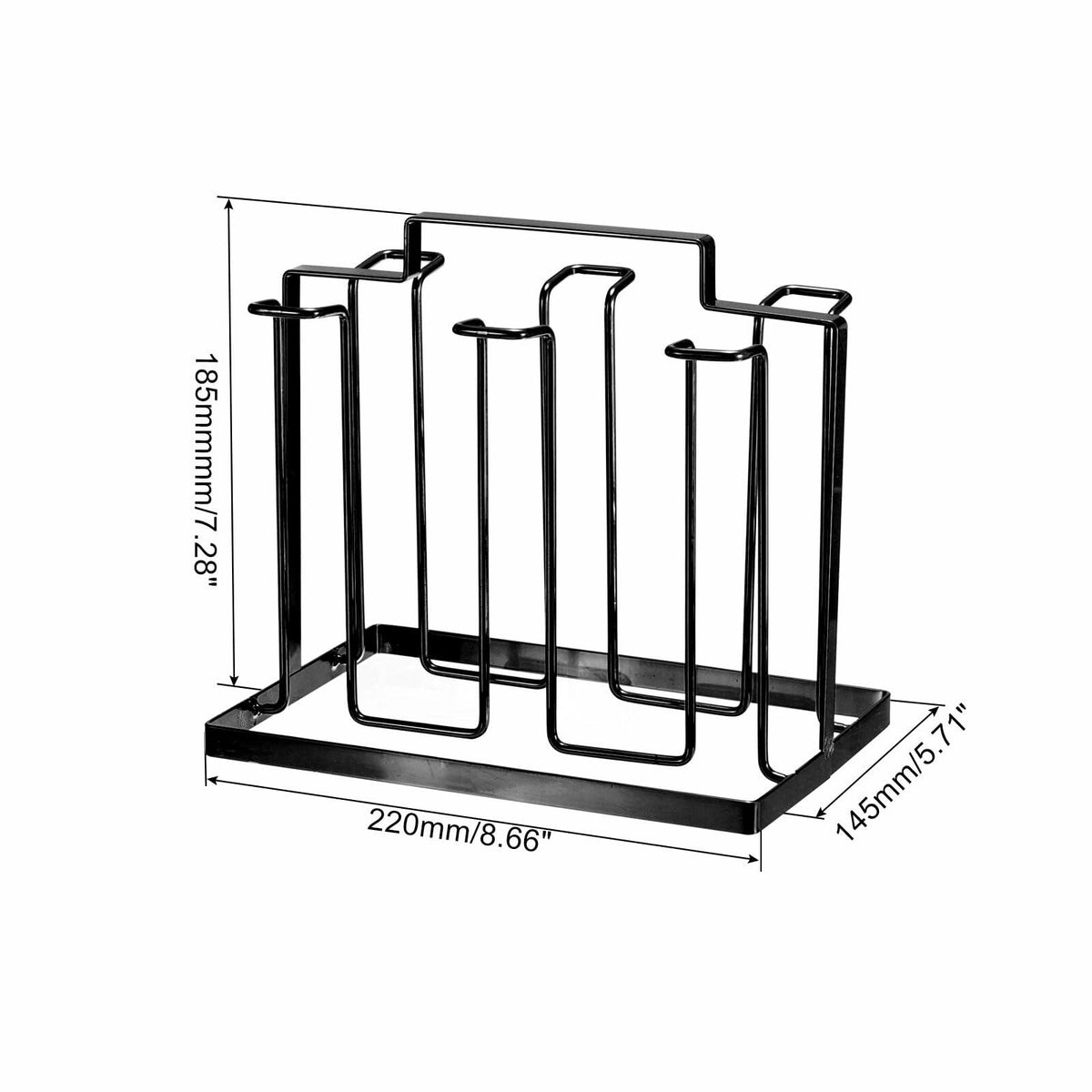 uxcell Cup Drying Rack Foldable Stainless Steel 220x185mm 6 Cups Black