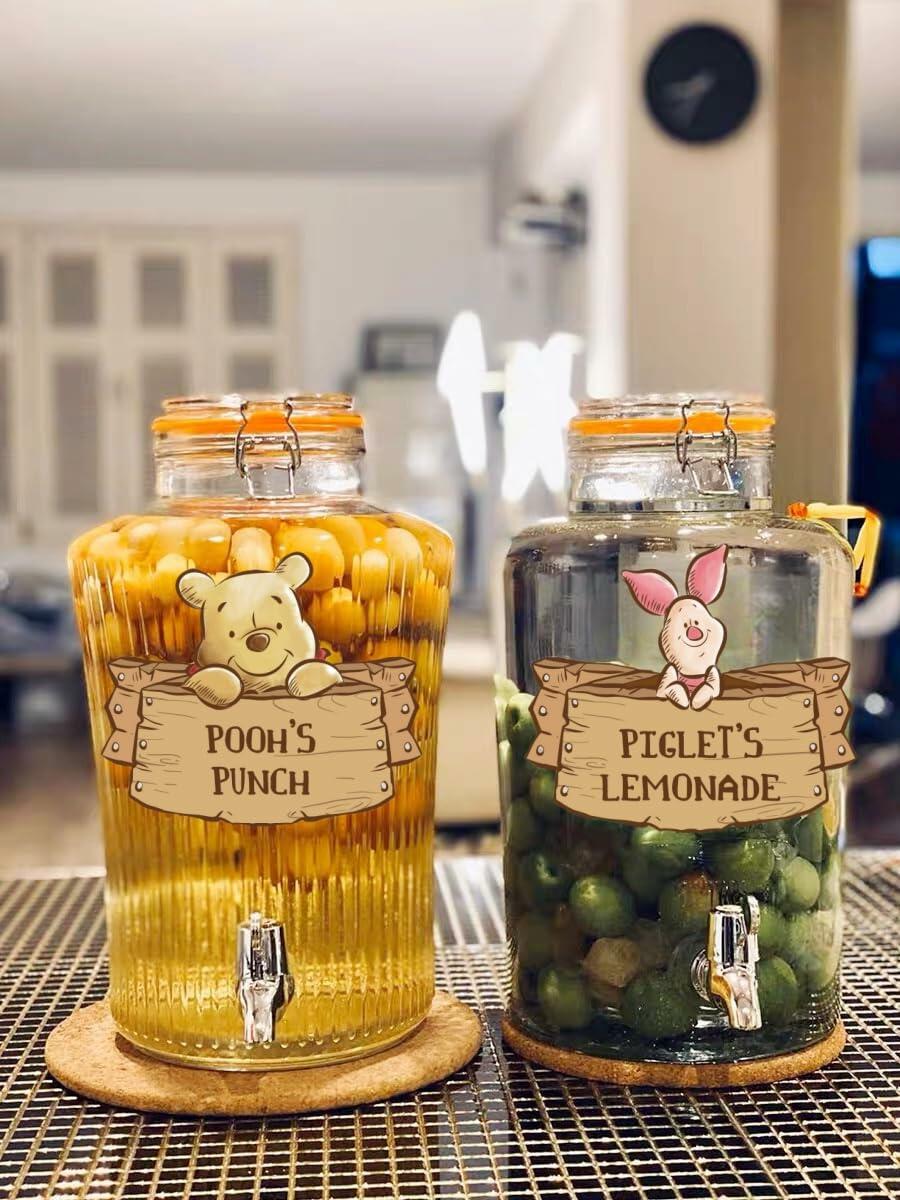 HOTIMO Pooh Drink Label Stickers Yellow
