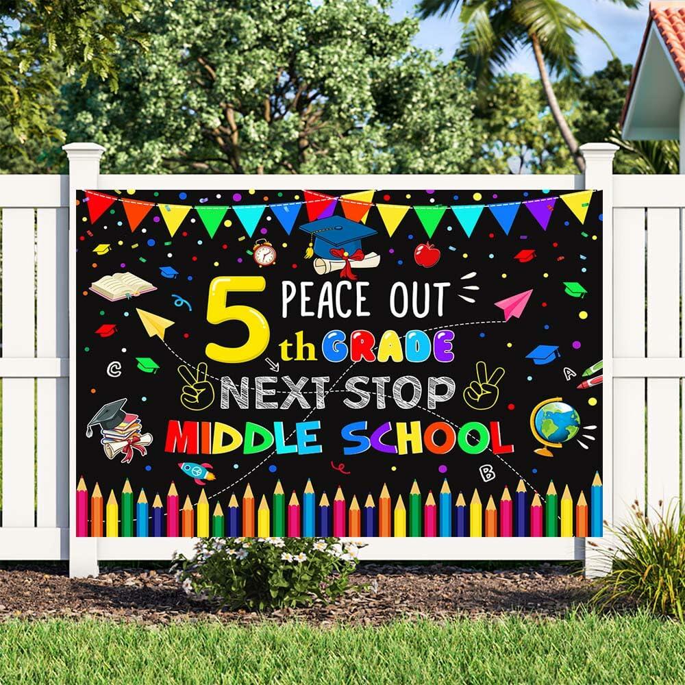 AIBIIN 7x5ft 5th Grade Graduate Backdrop Black Polyester Photography