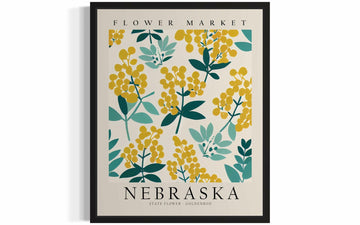 HomeArtPrint Nebraska Flower Market Art Print 8x10 Botanical Poster
