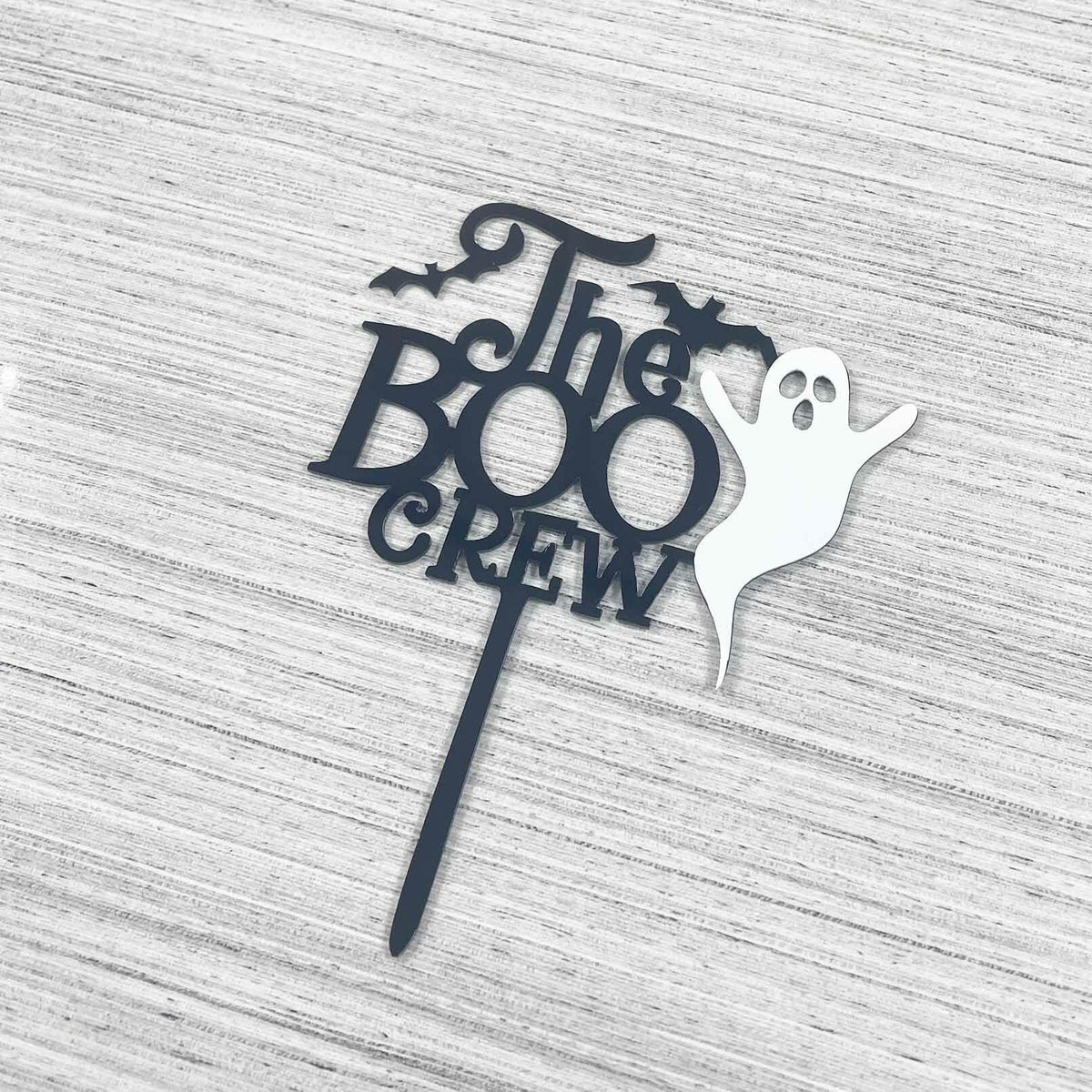 JIEEIN The Boo Crew Halloween Cake Topper Black Acrylic 1 Piece