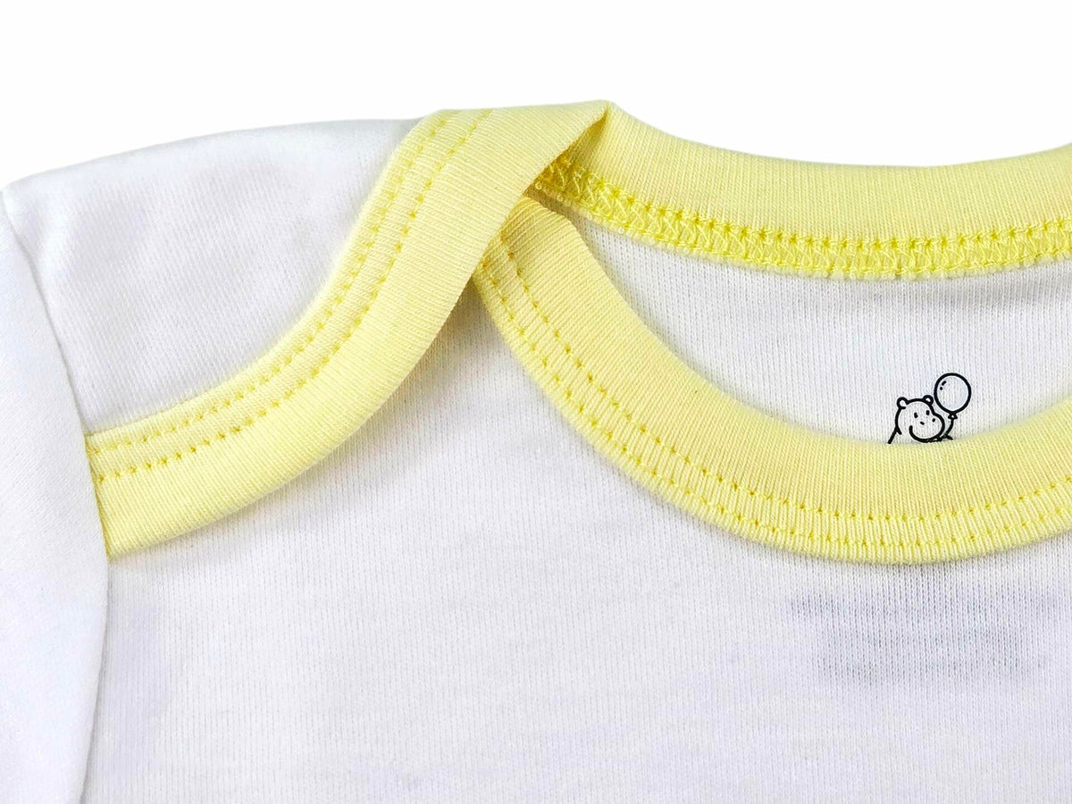HippoHugs Organic Cotton Baby Sleeveless Footless Romper Yellow Bunny Size 3-6M