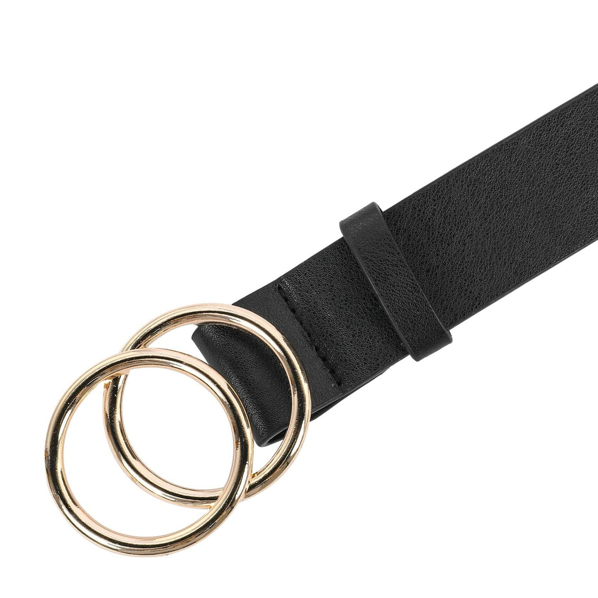 NBLYOS Women Faux Leather Belt Gold Buckle Khaki Size XXL