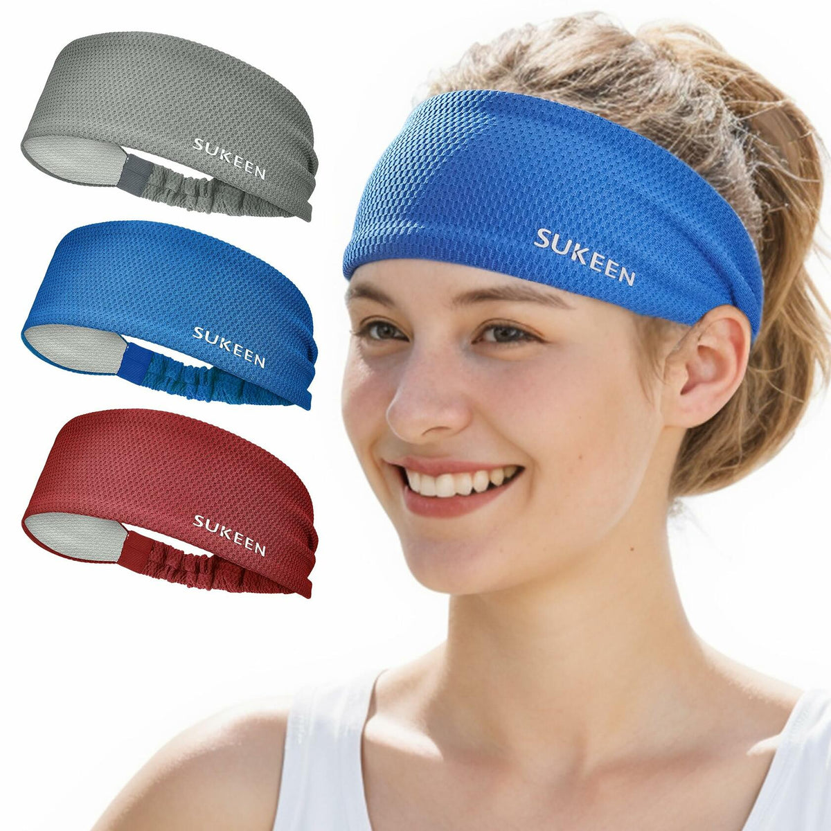 Sukeen Workout Headbands for Women Non Slip Sweat Bands 3 Pack Sports