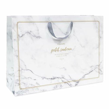 [Like New] Pomei 20 PCS Marble Paper Gift Bags Gray Handles 17.1x5.1x12.2in