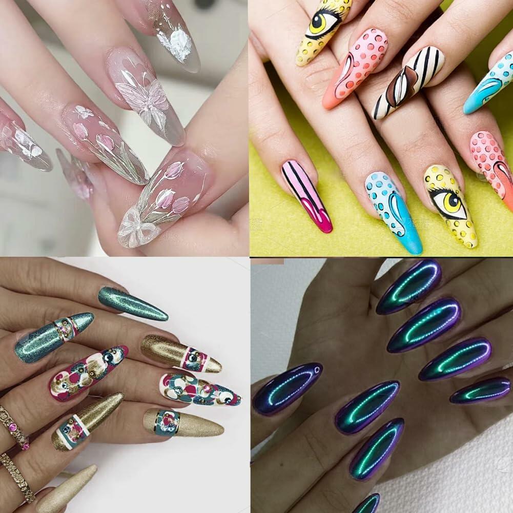PrettyYo Short Almond Gel Nail Tips 240Pcs Clear 12 Sizes Full Cover