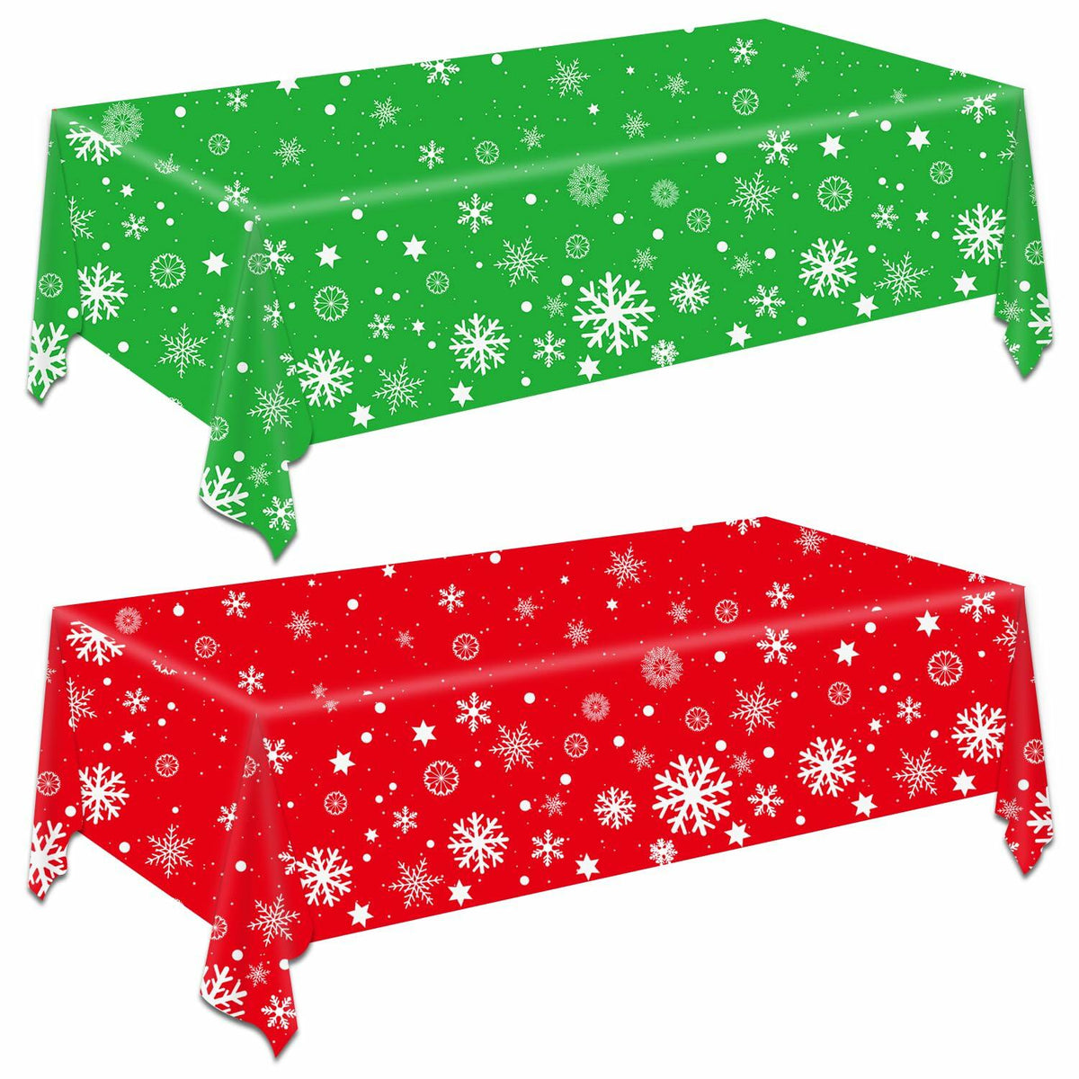 FZR Legend 2Pack Christmas Tablecloth Plastic Snowflake Red Green