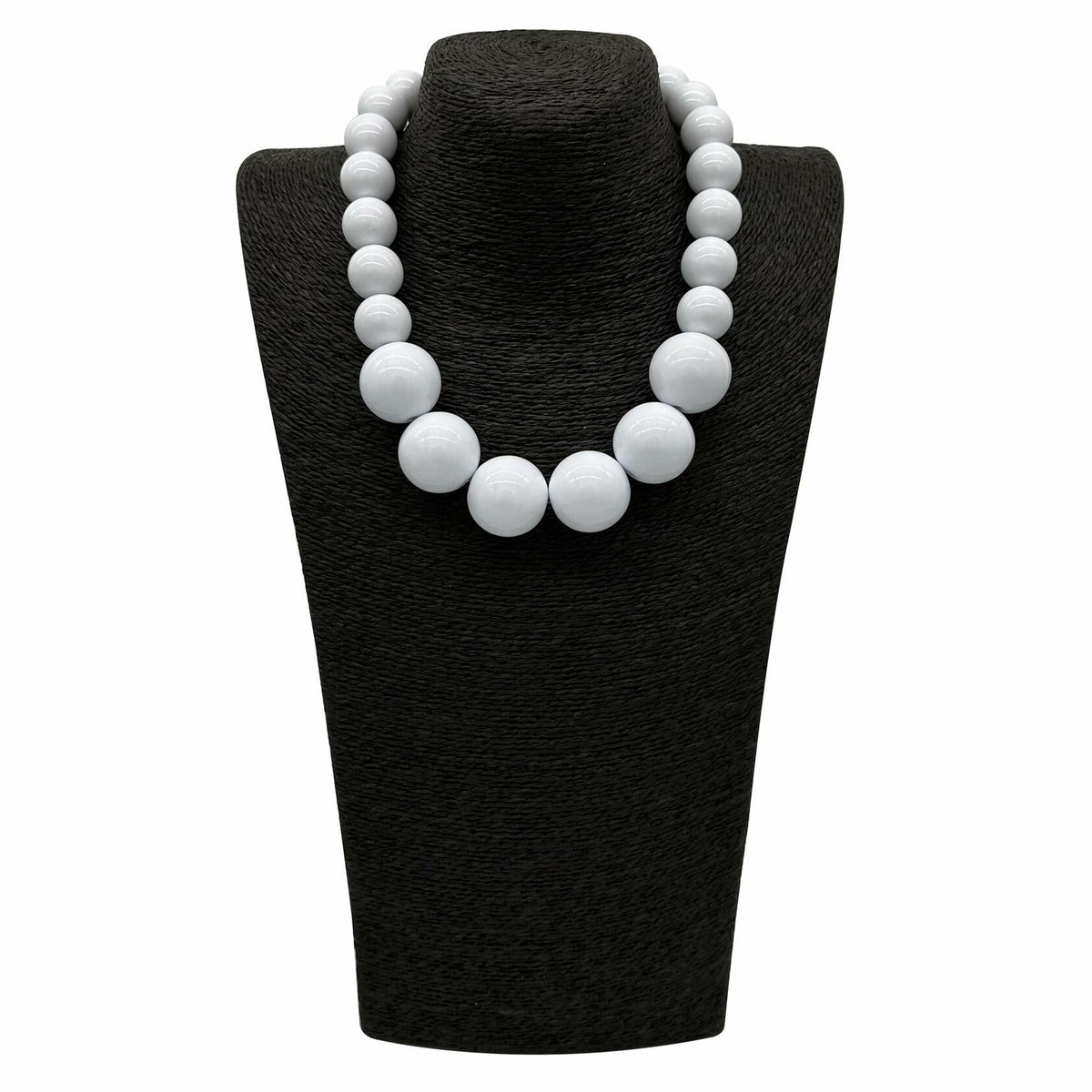 [Like New] JHWZAIY White Acrylic Beaded Necklace Chunky Statement 02 Set