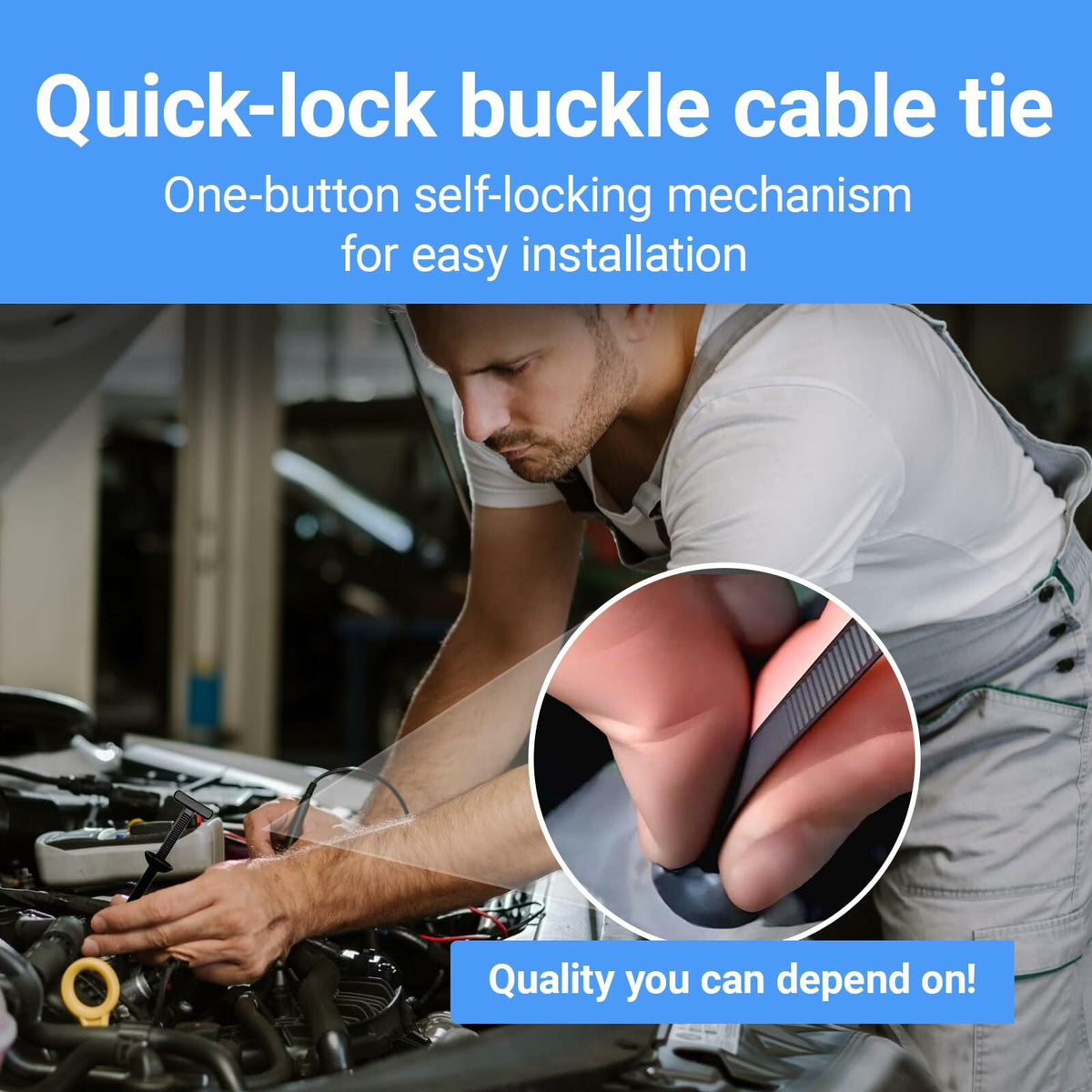 SSFUN Nylon Universal Cable Tie Buckle Push Mount UV Resistant 3.54in 20Pcs