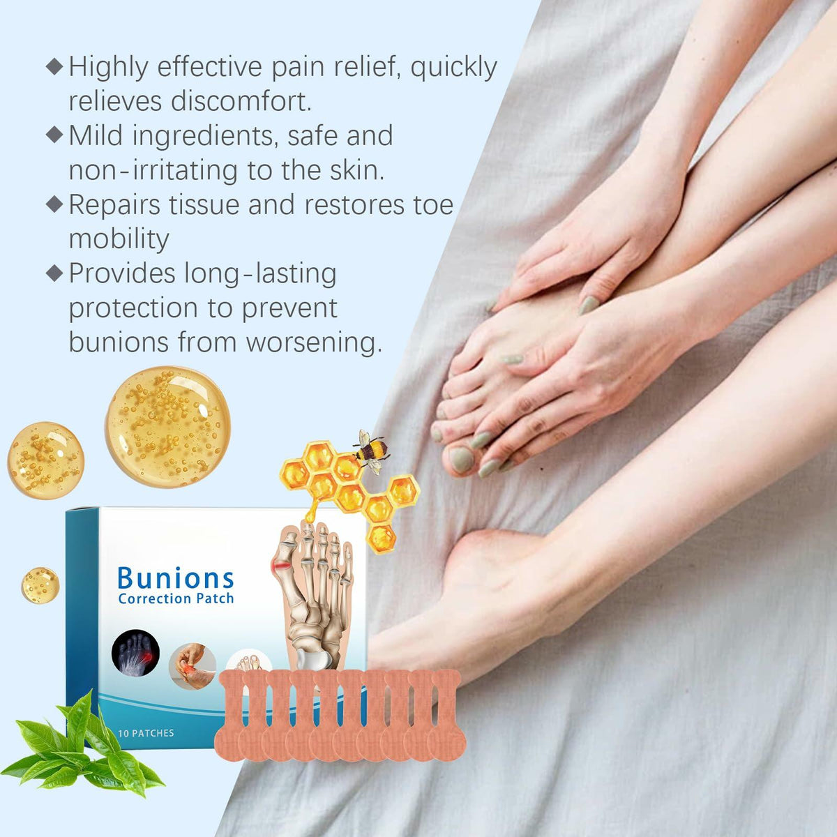 Befada Bunion Cushions Patch Waterproof Adhesive Pads for Men & Women 10 Tablets
