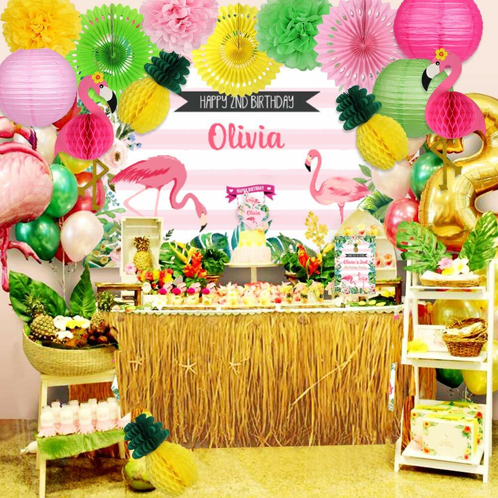 YUNXUAN Flamingo Pineapple Party Decorations Paper Lanterns Fans Pom Poms