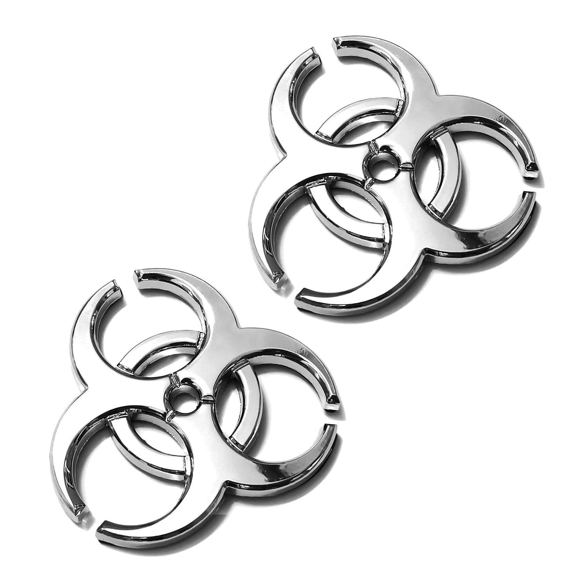 PTDecals 2X 3D Silver Biochemical Marker Car Motorcycle Emblem Sticker