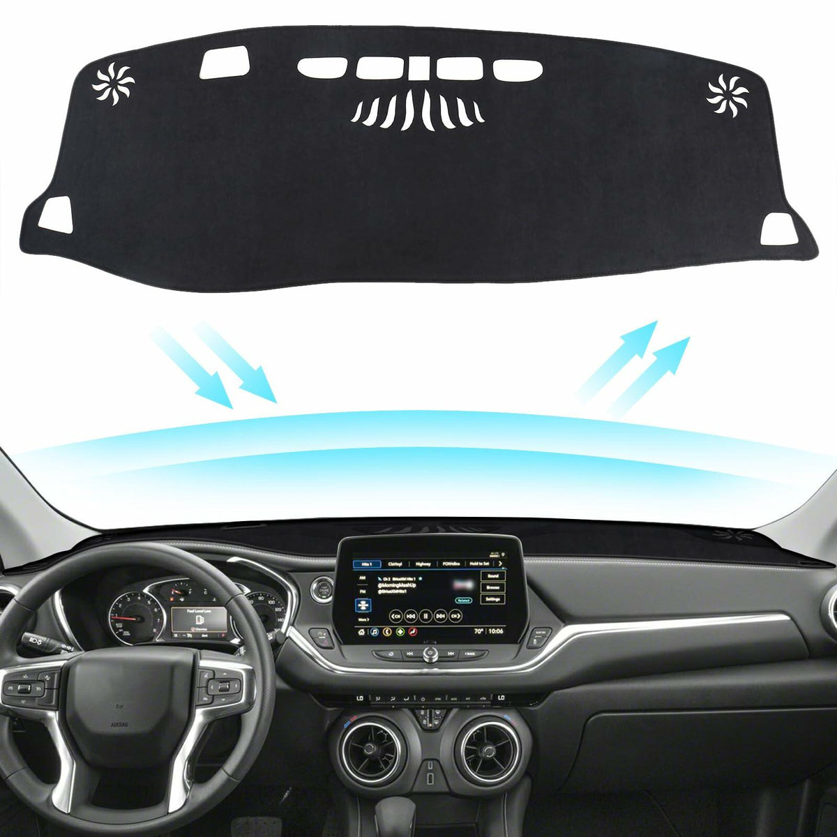 PeakPurit Black Dash Board Cover Mat Flannel for Chevy Blazer RS 2019-2026