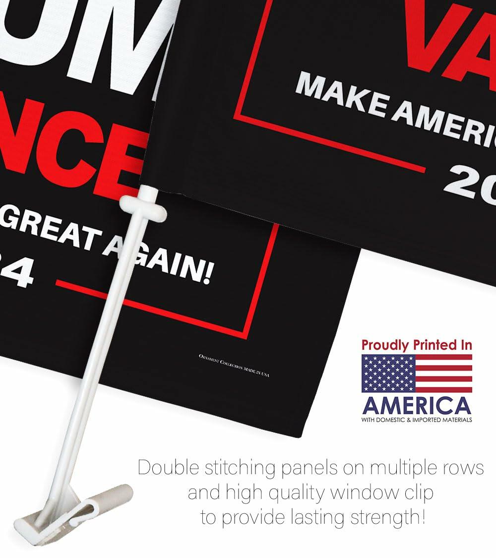 Ornament Collection Trump Vance 2024 Car Flag Window Clip Mount Kit USA