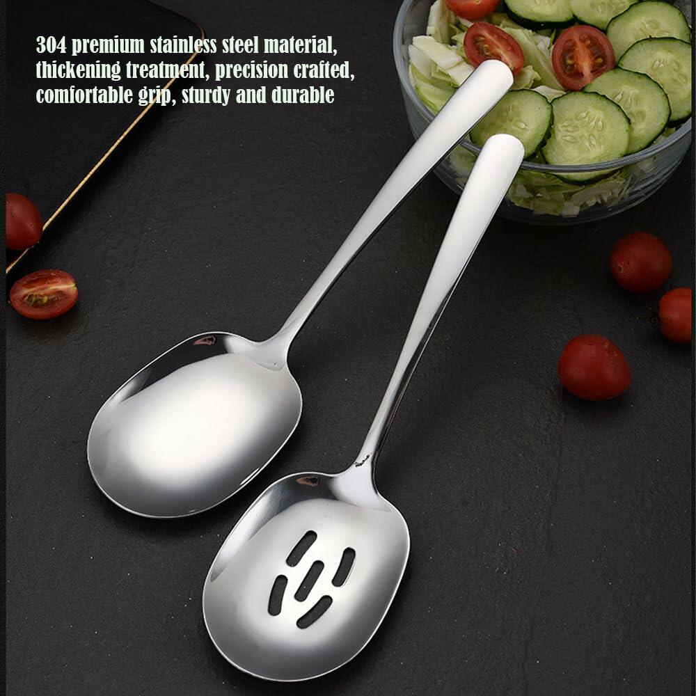 SIAIQIANG 18/8 Stainless Steel Serving Spoons Set 9.8in Silver 2pc