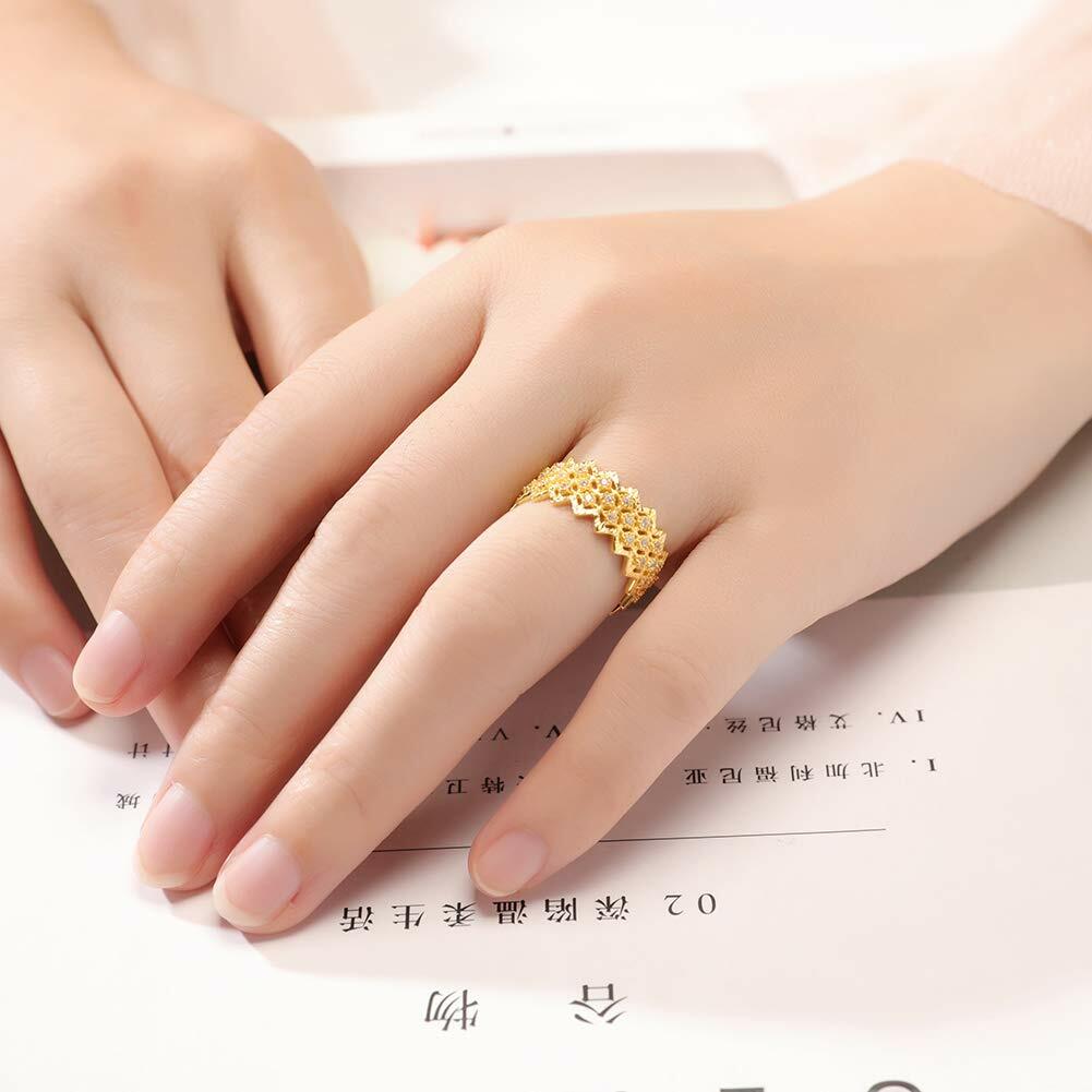 Mozume 14K Gold Plated Sterling Silver Ring Eternity Band (Gold 2, 8)