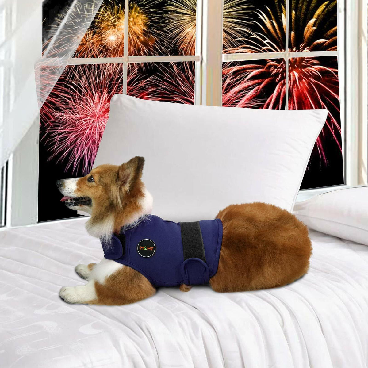 MCHY Dog Anxiety Vest, Anxiety Relief for Dogs, Dog Calming Coat (Navy M)