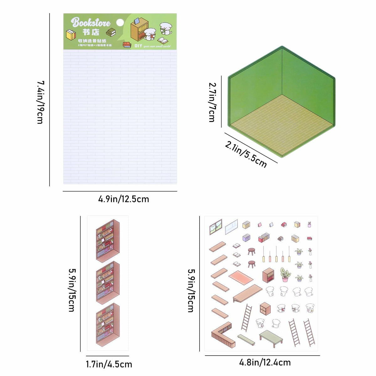 Zxvskr 8 Sets DIY 3D House Stickers Cartoon Colourful Convenience Fruit Flower